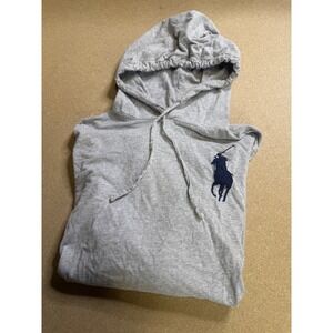 Ralph Lauren Mens Grey Long Sleeve Hoodie Polo Player Flag‎ 1967 Logo Size L